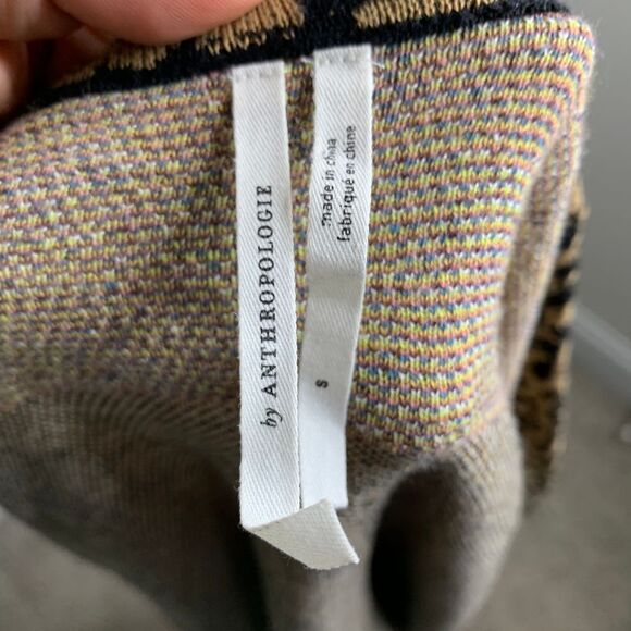 Anthropologie animal paisley zebra peacock open sweater cardigan size small boho - Picture 4 of 5